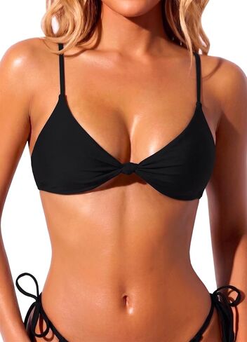 HAWILAND Women Knot Front Triangle Bikini Top Only Sexy Y2K Halter String Bathing Suit Swim Top in Saudi Arabia