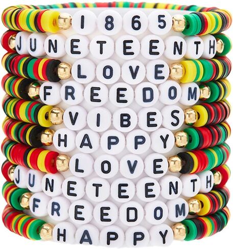Fuqimanman2020 African Black History Month Clay Beaded Bracelets Colorful 1865 Juneteenth Stackable Bracelets for Women in Kuwait