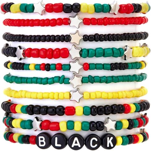 Fuqimanman2020 African Black History Month Clay Beaded Bracelets Colorful 1865 Juneteenth Stackable Bracelets for Women in Kuwait