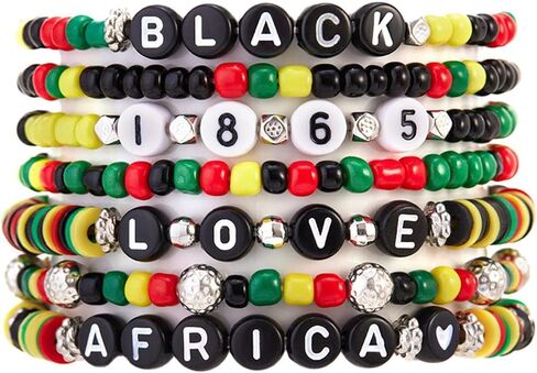 Fuqimanman2020 African Black History Month Clay Beaded Bracelets Colorful 1865 Juneteenth Stackable Bracelets for Women in Kuwait