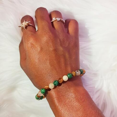 أساور ممتدة مطرزة للنساء أساور افينتورين سيترين لجذب الثروة مجوهرات مصنوعة يدويًا من خرز الكريستال الطبيعي in Kuwait