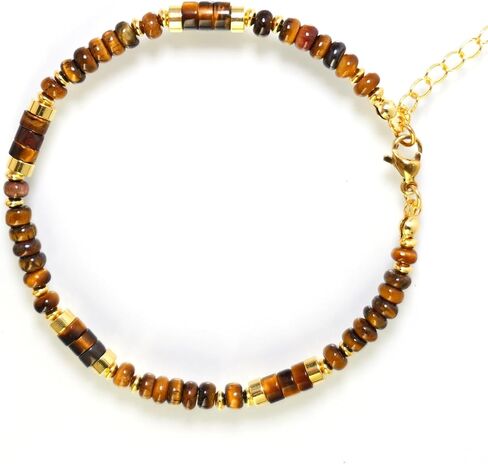 Retro-style colorful natural stone Bracelet, Tiger's eye stone,handmade, stackable to wear, designed specifically for women. in Kuwait