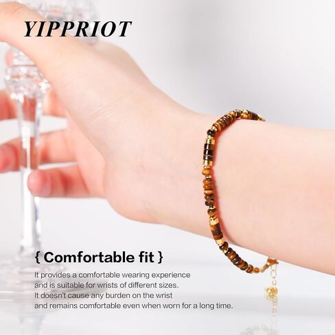 Retro-style colorful natural stone Bracelet, Tiger's eye stone,handmade, stackable to wear, designed specifically for women. in Kuwait