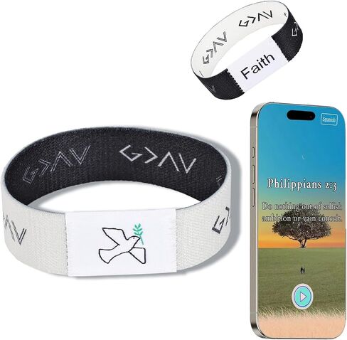 Christian Bracelet Prayer Bible Verse Wristbands with NFC Internet Bible & Music for Daily Praying Religious Gifts for Christian Women, Men Elastic Braided Inspirational Scripture Bracelet in Kuwait