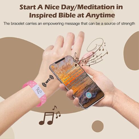 Christian Bracelet Prayer Bible Verse Wristbands with NFC Internet Bible & Music for Daily Praying Religious Gifts for Christian Women, Men Elastic Braided Inspirational Scripture Bracelet in Kuwait