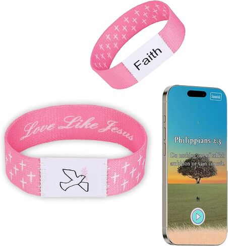 Christian Bracelet Prayer Bible Verse Wristbands with NFC Internet Bible & Music for Daily Praying Religious Gifts for Christian Women, Men Elastic Braided Inspirational Scripture Bracelet in Kuwait