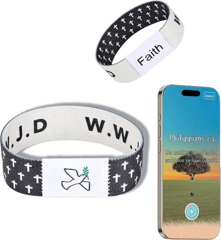 Christian Bracelet Prayer Bible Verse Wristbands with NFC Internet Bible & Music for Daily Praying Religious Gifts for Christian Women, Men Elastic Braided Inspirational Scripture Bracelet in Kuwait