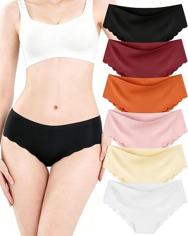 Seamless Underwear for Women No Show No line Low Rise Hipster Wave Edge Women's Bikini Panties Ladies Cheeky 6 pack in Saudi Arabia