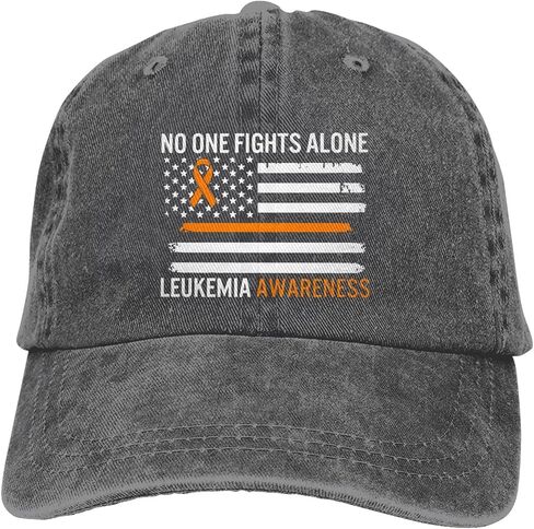 Leukemia Awareness Hat Distressed Cotton Washed Baseball Cap Black Funny Denim Hats Unisex Adjustable in Saudi Arabia