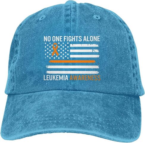 Leukemia Awareness Hat Distressed Cotton Washed Baseball Cap Black Funny Denim Hats Unisex Adjustable in Kuwait
