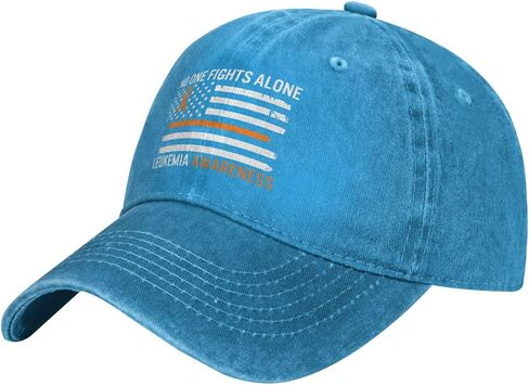 Leukemia Awareness Hat Distressed Cotton Washed Baseball Cap Black Funny Denim Hats Unisex Adjustable in Kuwait
