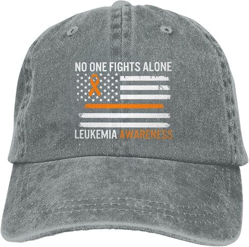 Leukemia Awareness Hat Distressed Cotton Washed Baseball Cap Black Funny Denim Hats Unisex Adjustable in Kuwait