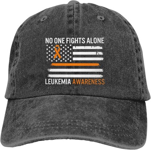 Leukemia Awareness Hat Distressed Cotton Washed Baseball Cap Black Funny Denim Hats Unisex Adjustable in Kuwait