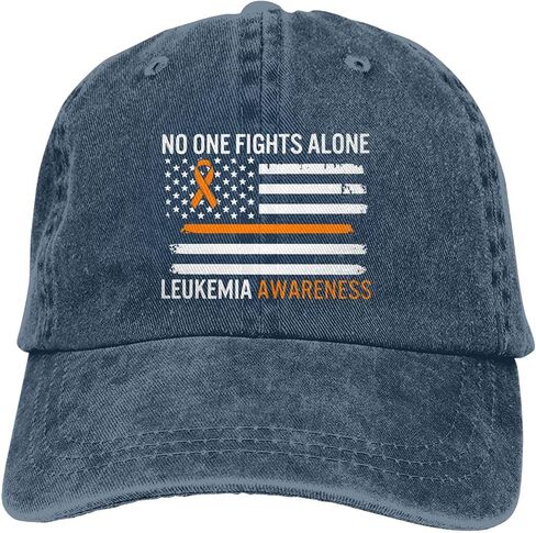 Leukemia Awareness Hat Distressed Cotton Washed Baseball Cap Black Funny Denim Hats Unisex Adjustable in Kuwait