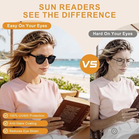 OKH Round Sun Readers for Men Women, Vintage Style Reading Sunglasses with UV400 Protection Magnifying Lenses for Outdoor in Saudi Arabia