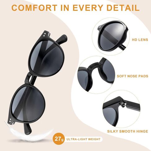OKH Round Sun Readers for Men Women, Vintage Style Reading Sunglasses with UV400 Protection Magnifying Lenses for Outdoor in Saudi Arabia