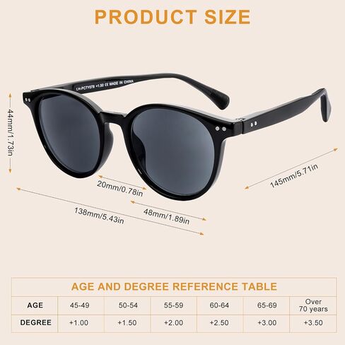OKH Round Sun Readers for Men Women, Vintage Style Reading Sunglasses with UV400 Protection Magnifying Lenses for Outdoor in Saudi Arabia