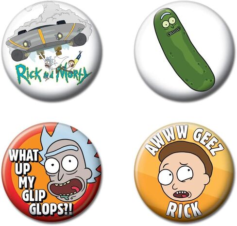 Ata-Boy Rick and Morty Assortment # 2 Set of 4 1.25" Button Officially Licensed Collectible Buttons in Kuwait