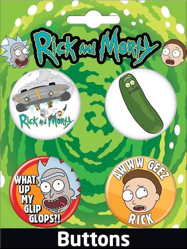 Ata-Boy Rick and Morty Assortment # 2 Set of 4 1.25" Button Officially Licensed Collectible Buttons in Kuwait