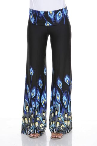 white mark Women's Super Soft Wideleg Lounge Printed High Waist Stretch Palazzo Pants in Saudi Arabia