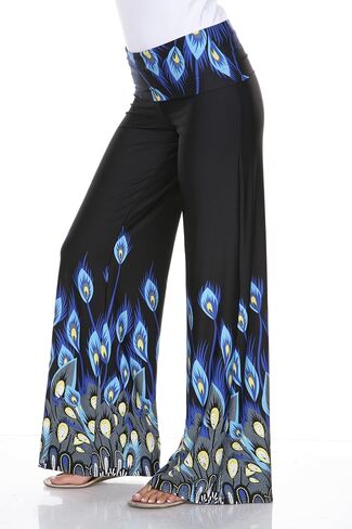 white mark Women's Super Soft Wideleg Lounge Printed High Waist Stretch Palazzo Pants in Saudi Arabia