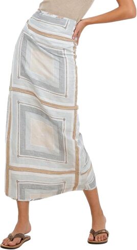 Amazhiyu Women's 100% Linen Sarong Wrap Graphic Printed Beach Swimsuit Cover Up in Kuwait