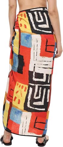 Amazhiyu Women's 100% Linen Sarong Wrap Graphic Printed Beach Swimsuit Cover Up in Kuwait