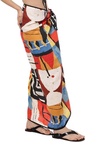 Amazhiyu Women's 100% Linen Sarong Wrap Graphic Printed Beach Swimsuit Cover Up in Kuwait