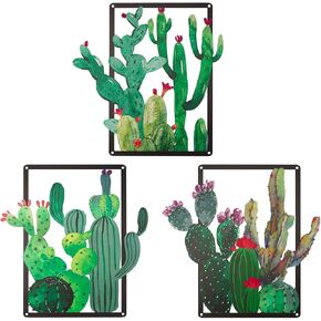 pechpell 3 Piece Green Metal Cactus Wall Decor, 12.2×11.8 Inch Southwestern Desert Plants Wall Art Sculpture, Western Arizona Bathroom Living Room Bedroom Decorations for Home in Saudi Arabia