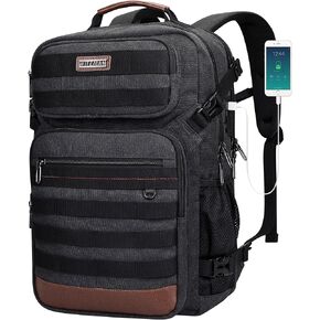 WITZMAN Canvas Travel Backpack for Men Multiple Pockets Fit 16 inch Laptop Backpack Carry-on Airline Approved(A8025 Brown) in Saudi Arabia