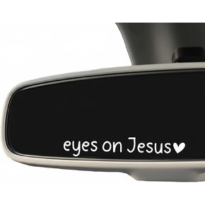 3XEyes on Jesus Sticker, 4 Inch Christian Vinyl Decal with Heart, Inspirational Bible Verse Car Sticker, Faith-Based Rearview Mirror Decal, Religious Gift for Women & Men (White) in Saudi Arabia