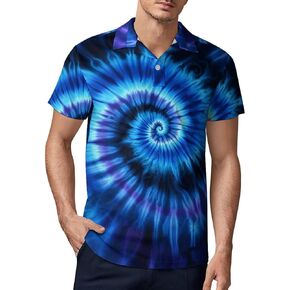 Men's Tie Dye Print Golf Shirts for Men Short Sleeve Moisture Wicking Tennis Polo Casual Shirt in Saudi Arabia