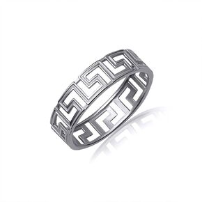 Claddagh Gold Solid Sterling SIlver Greek Key Eternity Band Ring in Saudi Arabia