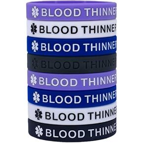 Blood Thinner Medical Alert Silicone Wristbands, Multicolor, 8 Pack, Women Men Emergency ID Bracelets in Saudi Arabia