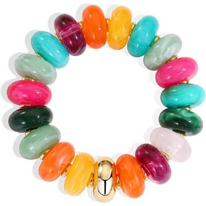 Colorful Resin Bead Bracelet, Chunky Boho Statement Style | Lightweight colorful resin bead bracelet for vacations, beach days, parties, and everyday styling. in Saudi Arabia