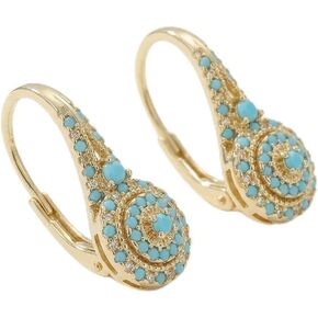 Turquoise Drop Earrings for Women - Gold Plated Teal Dangle Jewelry for Statement Wear and Formal Occasions in Saudi Arabia