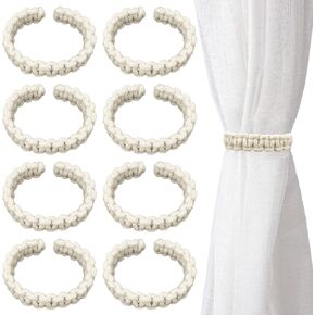 ASTIMEA 8 Packs 9.4''/24 CM Boho Curtain Tie Backs No Drilling, Rustic Outdoor Curtain Tiebacks Holdbacks Holder Braided Lightweight Decorative for Drapes Home Farmhouse Bedroom Office White in Saudi Arabia