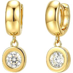14K Gold Plated Dangle Earrings for Women Chunky Drop Hoop Earrings with Cubic Zirconia Crystal Charm Lightweight Hypoallergenic Jewelry Gifts in Kuwait