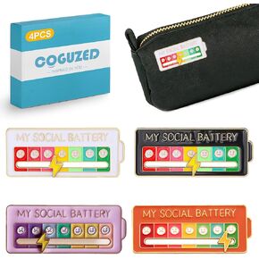 CoguZed 4 PCS Social Energy Slider Pin - Interactive Mood Meter Enamel Brooch for Introverts, Funny Aesthetic Lapel Badge for Office Coworkers, Novelty Decor for Jackets and Bags in Saudi Arabia