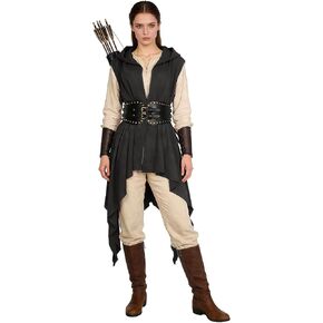 Women's Renaissance Hooded Surcoat Sleeveless Medieval Tunic Cloak for LARP Halloween in Saudi Arabia