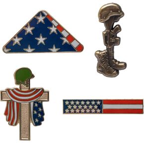 Memorial Day 4pcs Pin Set: Folded Flag, Cross, Flag, Boots in Saudi Arabia