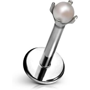 مسمار من Cords Club Micro Pearl ذو ظهر مسطح - فولاذ جراحي 316L، تصميم دبوس للأذنين الحساسة - متوفر في الفولاذ الجراحي المطلي بالذهب 18 قيراط والفولاذ الفضي (حلق واحد) in Kuwait