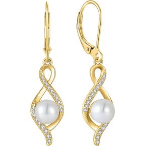 Freshwater Pearl Drop Earrings for Women 925 Sterling Silver Infinity Twisted Dangle Earrings Pearl Jewelry for Her in Saudi Arabia