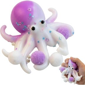 Octopus Squishies, Octopus Stress Ball, Squishies Octopu, Sensory Fidget Tool for Stress Relief and Focus, Daily Life and Office Desk Companion, Design with Soft Texture (Purple and White) in Saudi Arabia