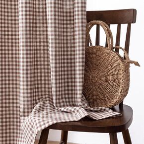 Tranqun 2 Panels Buffalo Check Curtains Brown and White Plaid Rustic Window Curtains Cotton Linen Blend Light Filtering Farmhouse Semi Sheer Rod Pocket Drapes, 39 x 84 Inches in Saudi Arabia