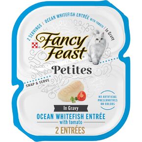 Purina Fancy Feast Gourmet Gravy Wet Cat Food, Petites Ocean Whitefish With Tomato Entree - (12) 2.8 oz. Tubs in Kuwait