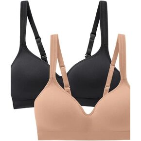 Carole Hochman Seamless Comfort Bra Wire Free Molded Cups Comfort Straps (2 Pack) Black in Saudi Arabia