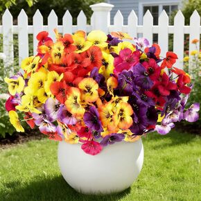 ZAIYW 18 Bundles Artificial Flowers Outdoor Fake Flowers Pansies Faux Artificial Plants for Planter Porch Yard Home Decor (Mixed Color) in Saudi Arabia