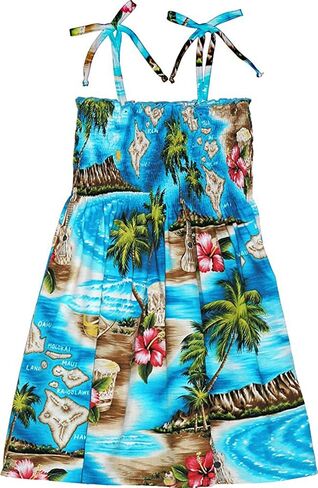 RJC Girls Hibiscus Hawaiian Islands Elastic Tube Dress in Kuwait