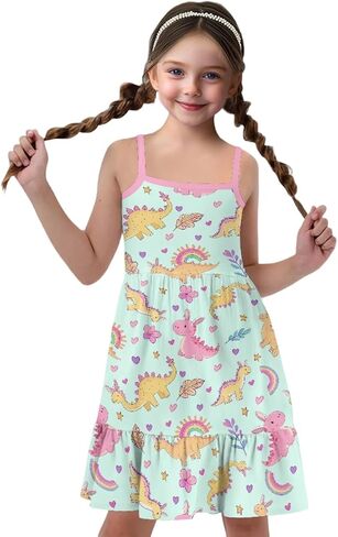 Spaghetti Straps Dresses for Girls Summer Sleeveless Halter Dress Toddler Swing Sundress in Saudi Arabia